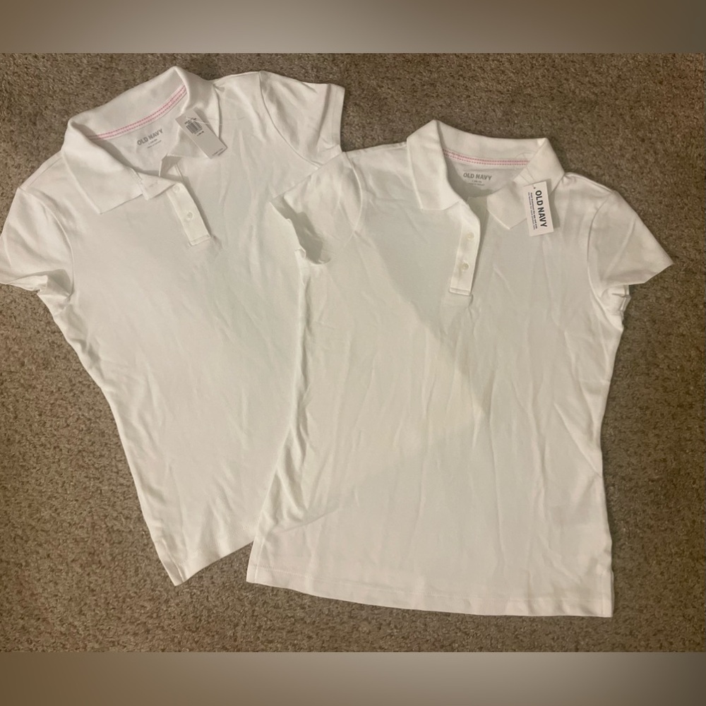 BACK TO SCHOOL UNIFORMS NWT. YOUTH GIRLS LOT OF 2 WHITE SHORT SLEEVE SHIRTS